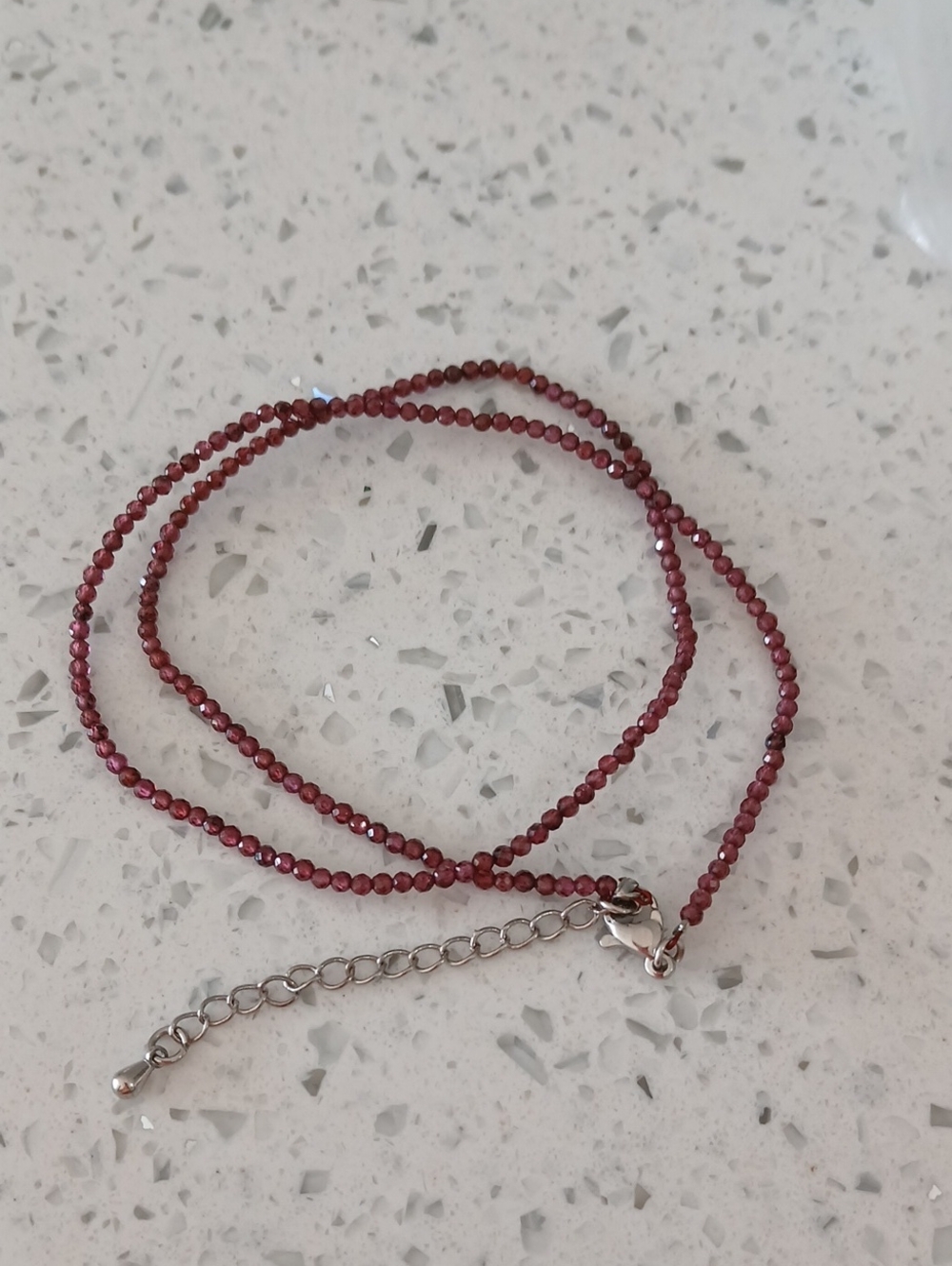 Delicate Garnet Natural Gemstone  Red Beaded Necklace